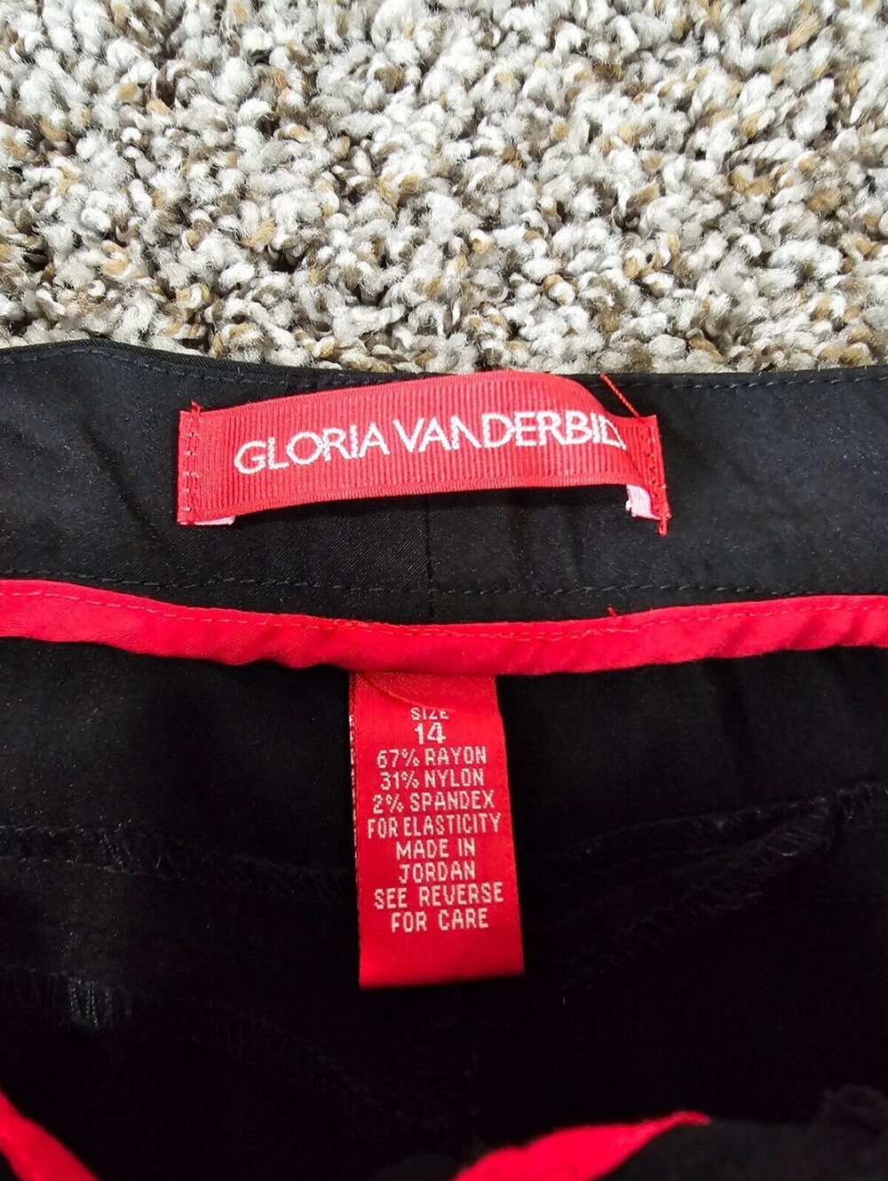 Gloria Vanderbilt Womens Sz 14 Black Dress Pants Detailed Hem Tapered Leg - Picture 3 of 4